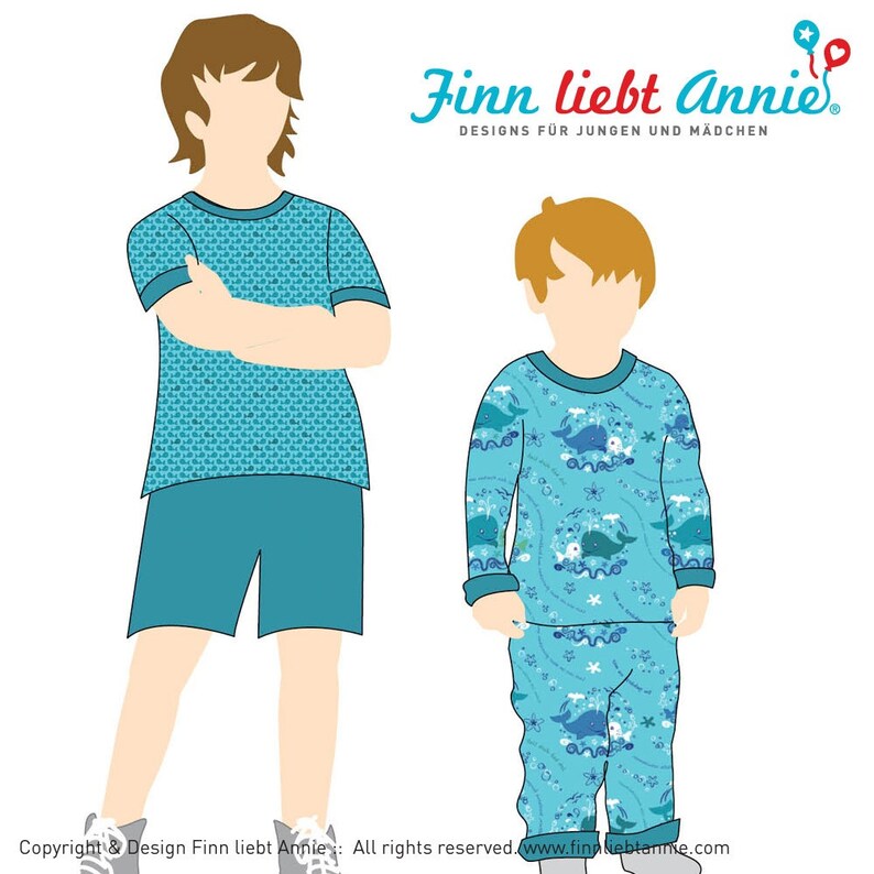 Finn Loves Annie Jersey Children/'s Fabric Ocean Current Panel 0.84 x 155 cm