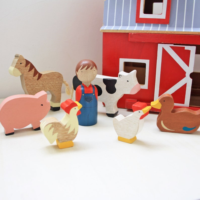 Handcrafted Wooden Farm Toy Set Creative Fun and Etsy