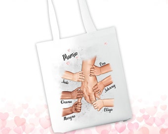 Tote bag mamie personnalisable avec mains