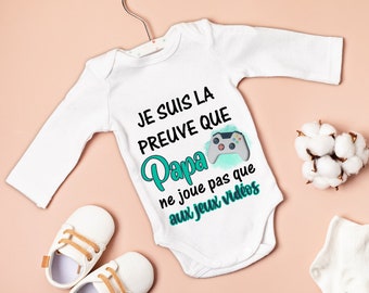 Body bébé ou tee-shirt personnalisé preuve que papa modèle jeux vidéos