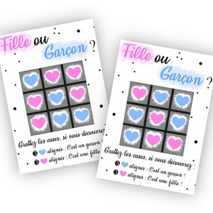 Carte à gratter morpion fille ou garçon pour une annonce originale du sexe de bébé - LIVRAISON OFFERTE