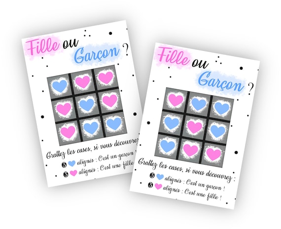 Carte A Gratter Morpion Fille Ou Garcon Pour Une Annonce Etsy