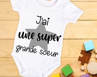 Body bébé ou tee-shirt personnalisable super grande soeur