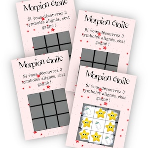 Lot de 4 cartes à gratter morpion pour une annonce de grossesse originale - LIVRAISON OFFERTE