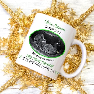 Mug Noël personnalisable avec votre échographie pour un cadeau à la future maman