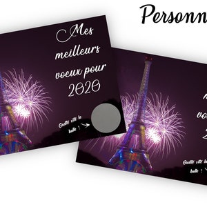 Carte à gratter nouvel an personnalisable modèle Paris - LIVRAISON OFFERTE