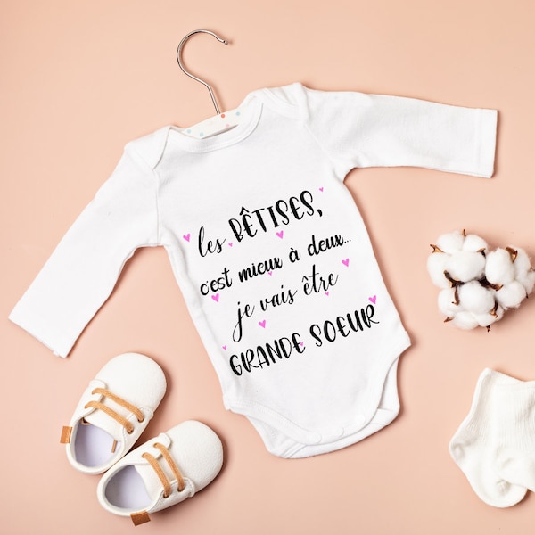 Body bébé ou tee-shirt personnalisable future grande soeur