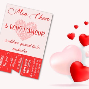 Carte personnalisée avec bons détachables - Cadeau original pour les amoureux - LIVRAISON OFFERTE