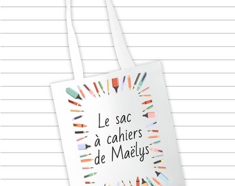 Sac à cahiers personnalisable avec message modèle crayons