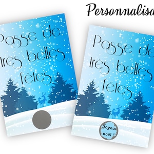Carte à gratter Noël personnalisable pour une annonce originale modèle neige - LIVRAISON OFFERTE