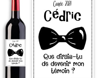 Étiquette pour bouteille vin personnalisable demande futur témoin - LIVRAISON OFFERTE