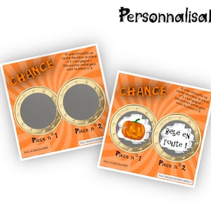 Carte à gratter Halloween personnalisable avec un message au choix modèle ticket de jeu - LIVRAISON OFFERTE