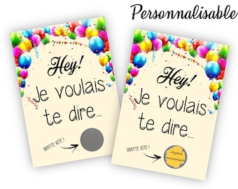 Carte à gratter personnalisée Joyeux Anniversaire - LIVRAISON OFFERTE