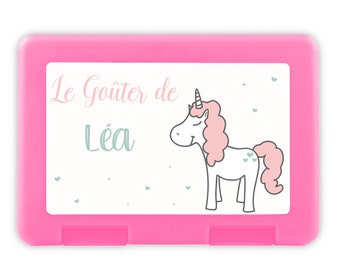 Boîte à goûter personnalisée modèle licorne