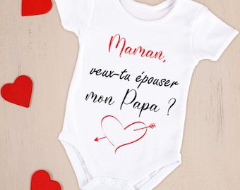 Body bébé ou tee-shirt personnalisé demande mariage