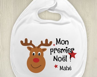 Bavoir Noël personnalisable modèle renne - Expédition 24H