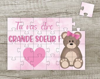 Puzzle annonce grossesse originale - Tu vas être grande soeur - Avec sac cadeau offert