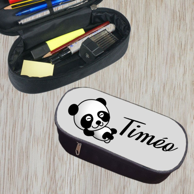 Trousse remplie crayons feutres personnalisée Panda - Lachouettemauve