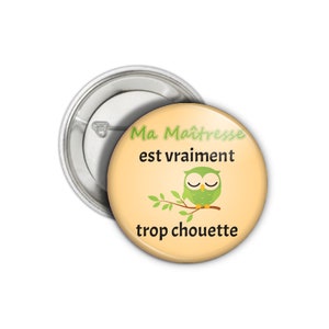 Badge ou magnet ou porte-clé chouette maître/maîtresse/nounou - LIVRAISON OFFERTE