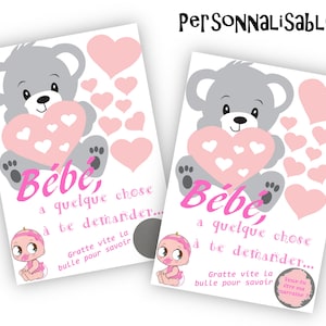 Carte à gratter personnalisable demande originale future marraine rose ou bleu - LIVRAISON OFFERTE