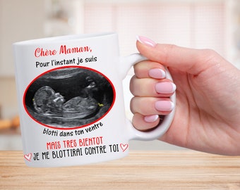 Mug personnalisable avec l'échographie de votre bébé pour un cadeau à la future maman