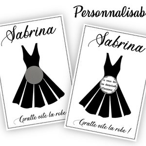 Carte à gratter personnalisable future témoin de mariage ou demoiselle d'honneur robe noire - LIVRAISON OFFERTE