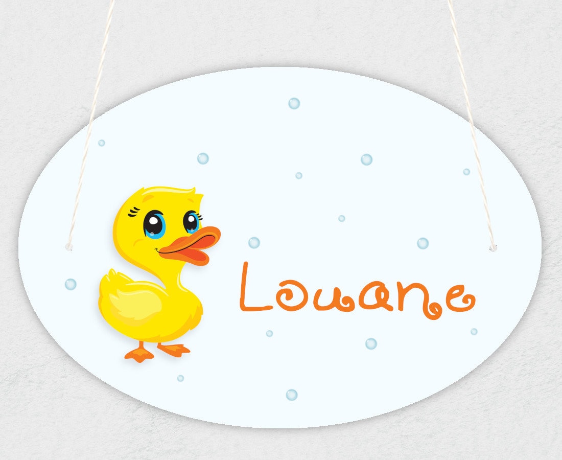 Plaque de Porte Pour Enfant Personnalisable avec Prénom Modèle Canard