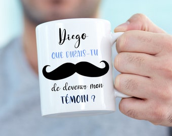 Mug personnalisable pour demande au témoin de mariage