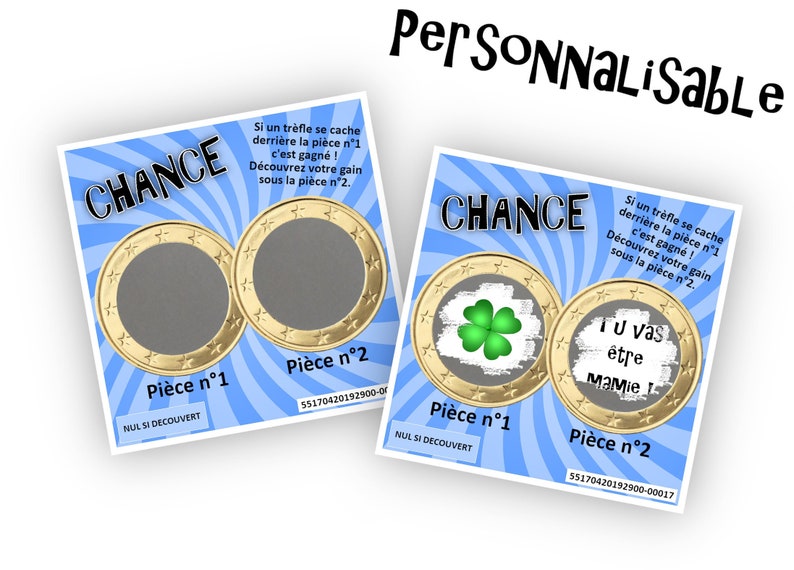 Carte à gratter personnalisable avec un message au choix pour une annonce originale 6 couleurs - LIVRAISON OFFERTE Bleu