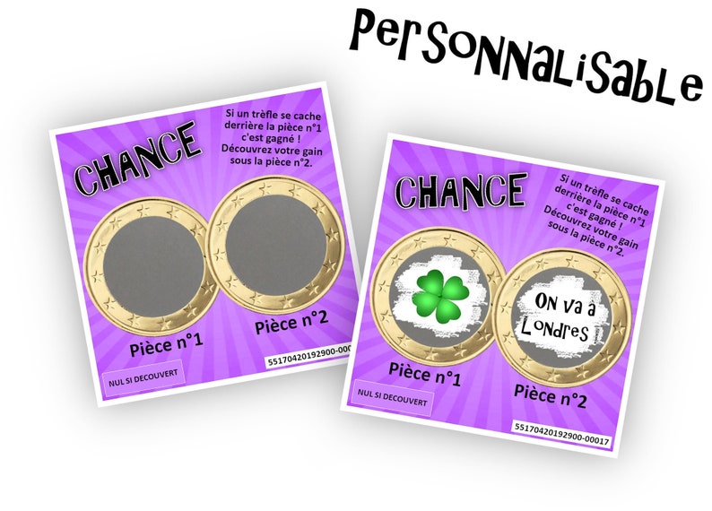 Carte à gratter personnalisable avec un message au choix pour une annonce originale 6 couleurs - LIVRAISON OFFERTE Violet