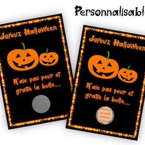 Carte à gratter noire ou blanc citrouilles personnalisable avec le message de votre choix - LIVRAISON OFFERTE