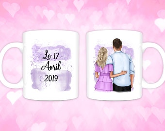 Mug recto-verso personnalisable pour les amoureux