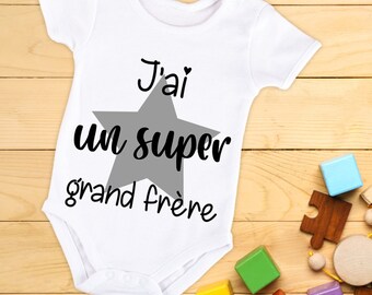 Body bébé ou tee-shirt personnalisable super grand frère