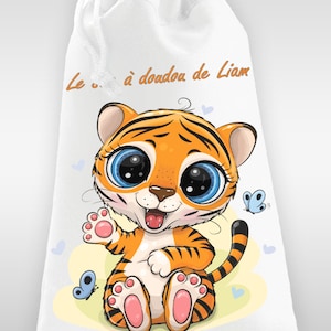 Sac à doudou ou sac de gym personnalisé modèle tigre - LIVRAISON OFFERTE