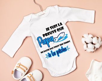 Body bébé ou tee-shirt personnalisé preuve que papa modèle pêche