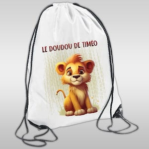 Sac à doudou ou sac de gym personnalisé modèle lion - LIVRAISON OFFERTE
