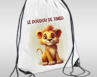 Sac à doudou ou sac de gym personnalisé modèle lion