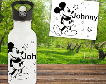 Gourde ou bouteille enfant personnalisable avec prénom modèle Mickey