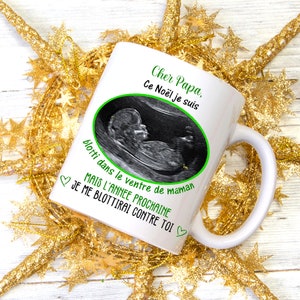 Mug Noël personnalisable avec votre échographie pour un cadeau au futur papa - Expédition 24H
