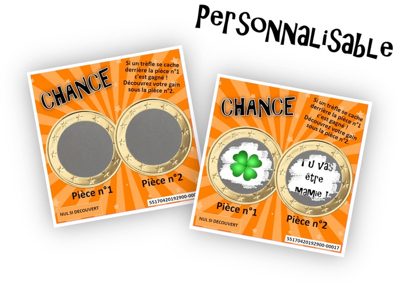 Carte à gratter personnalisable avec un message au choix pour une annonce originale 6 couleurs - LIVRAISON OFFERTE Orange