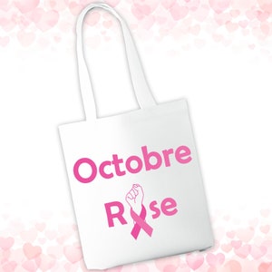 Tote bag personnalisé Octobre rose modèle poing - LIVRAISON OFFERTE