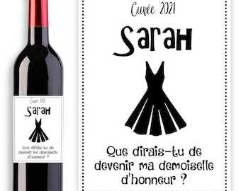 Étiquette pour bouteille vin personnalisable future témoin de mariage ou demoiselle d'honneur - LIVRAISON OFFERTE