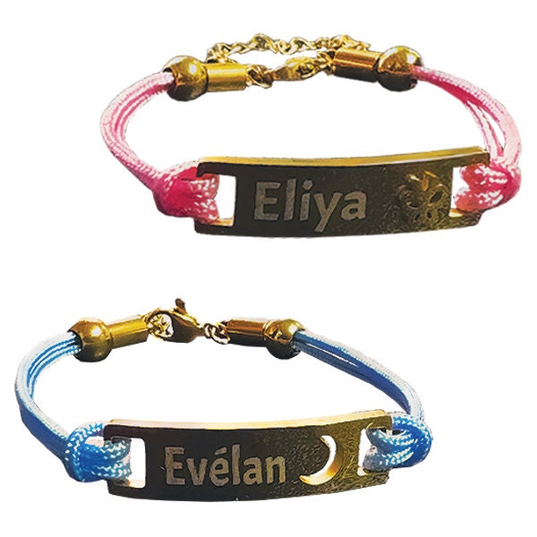 Bracelet enfant gravé rose ou bleu