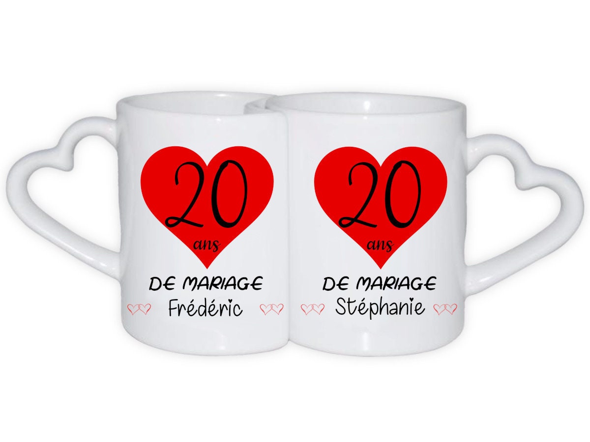 Duo de Mugs Coeur Pour Anniversaire Mariage