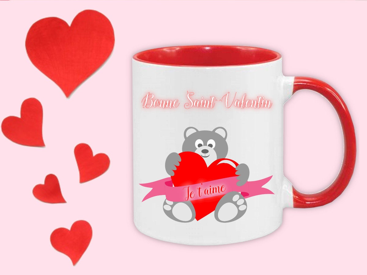 Mug Rouge Ourson Personnalisé Pour La Saint Valentin
