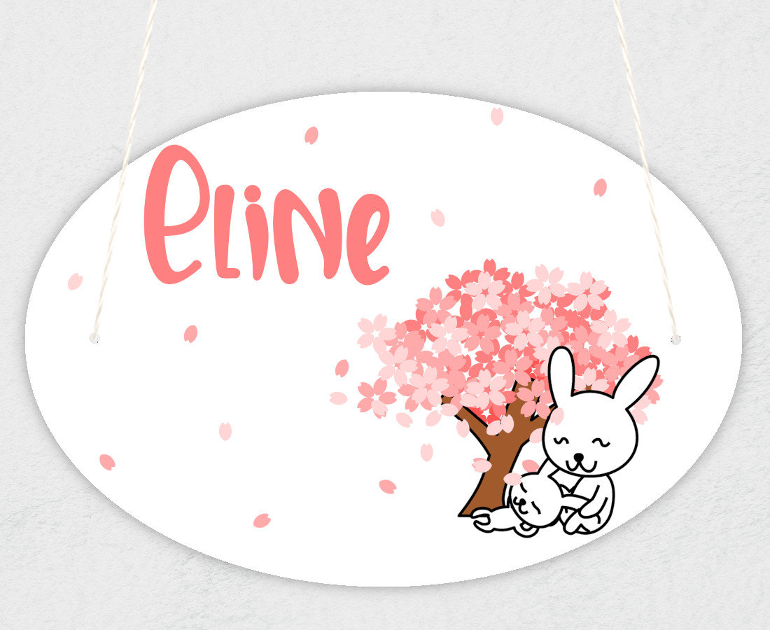 Plaque de Porte Pour Enfant Personnalisable avec Prénom Modèle Lapins