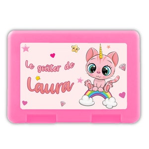 Boîte à goûter personnalisée modèle chaton rose - LIVRAISON OFFERTE