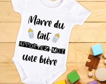 Body bébé ou tee-shirt personnalisé marre du lait