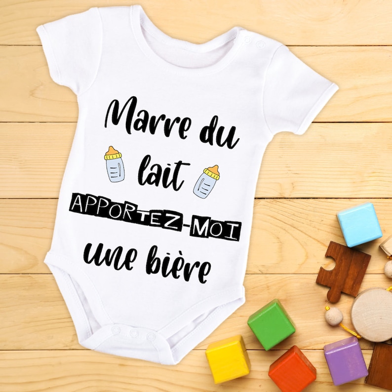 Body bébé ou tee-shirt personnalisé marre du lait image 1