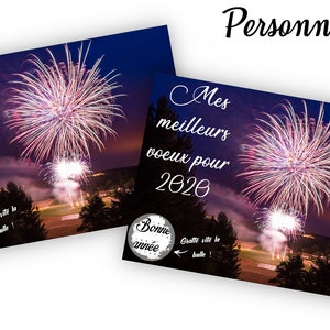 Carte à gratter nouvel an personnalisable modèle feu d'artifice - LIVRAISON OFFERTE